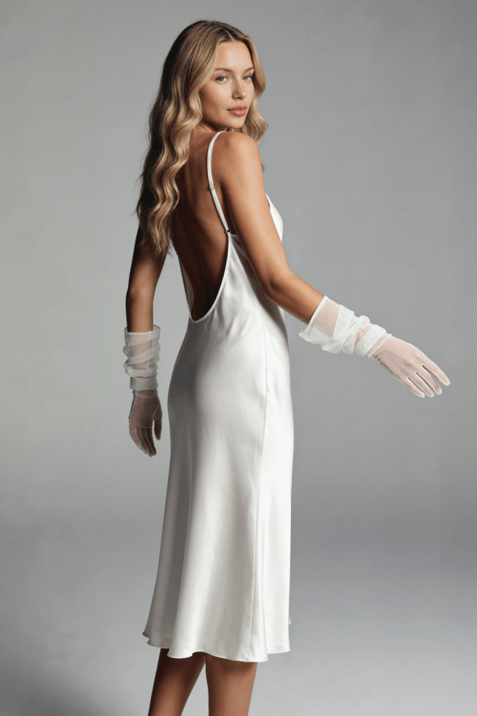 MAISON BRIDE ROSALIE 2'Lİ TAKIM - Ekru saten gecelik sabahlık takımı, dantel bridal gecelik