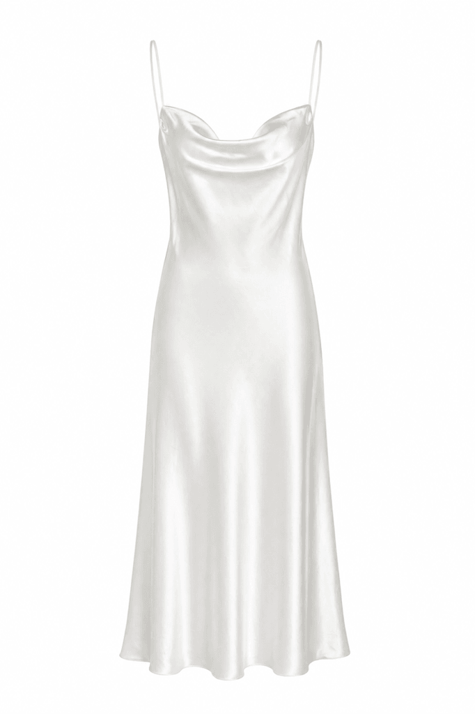 MAISON BRIDE ROSALIE 2'Lİ TAKIM - Ekru saten gecelik sabahlık takımı, dantel bridal gecelik