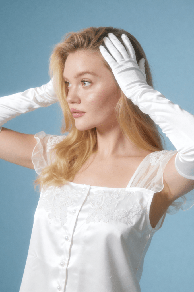 MAISON BRIDE ÉTOILE PİJAMA - Ekru Saten Pijama Takımı, Dantel Detaylı Bridal Pijama