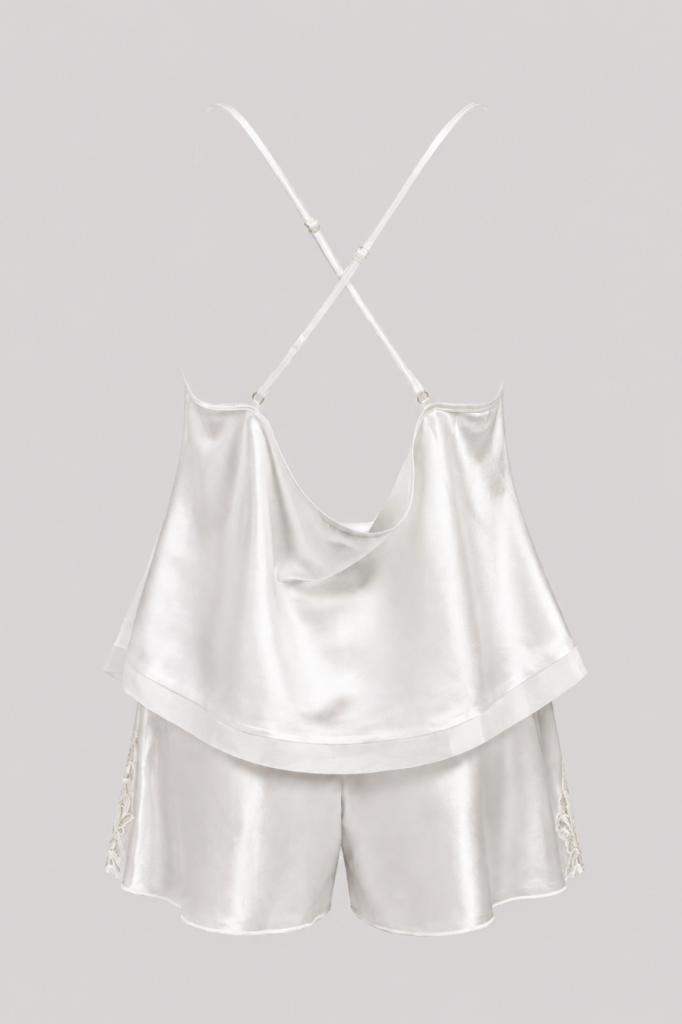 MAISON BRIDE ÉLİSE ŞORT TAKIMI - Ekru Dantel Detaylı Bridal Saten Şort Takımı