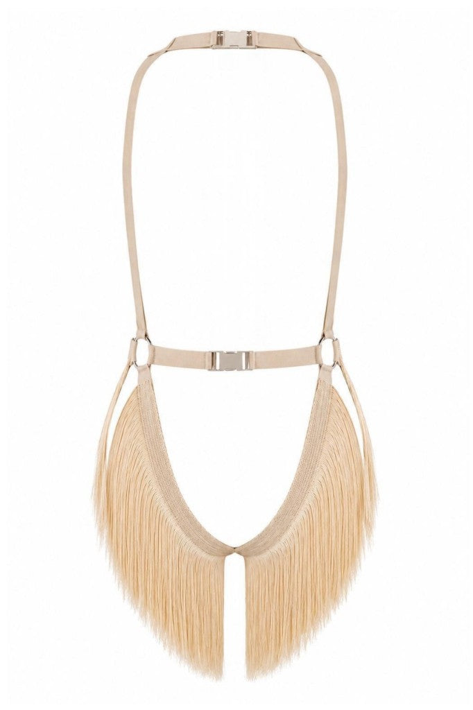 NOIR FRINGE TEDDY Ekru Püskül detaylı fantazi body