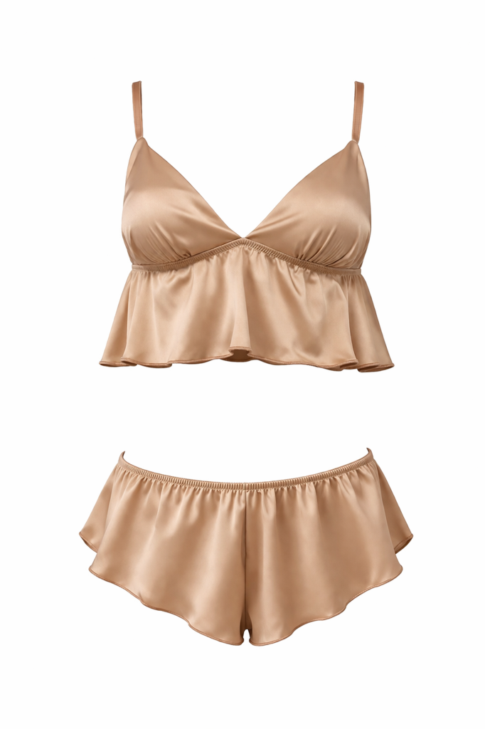 Askılı Saten Bej 2'li Set