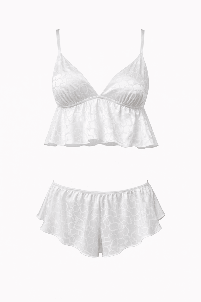 Askılı Saten Beyaz 2'li Set