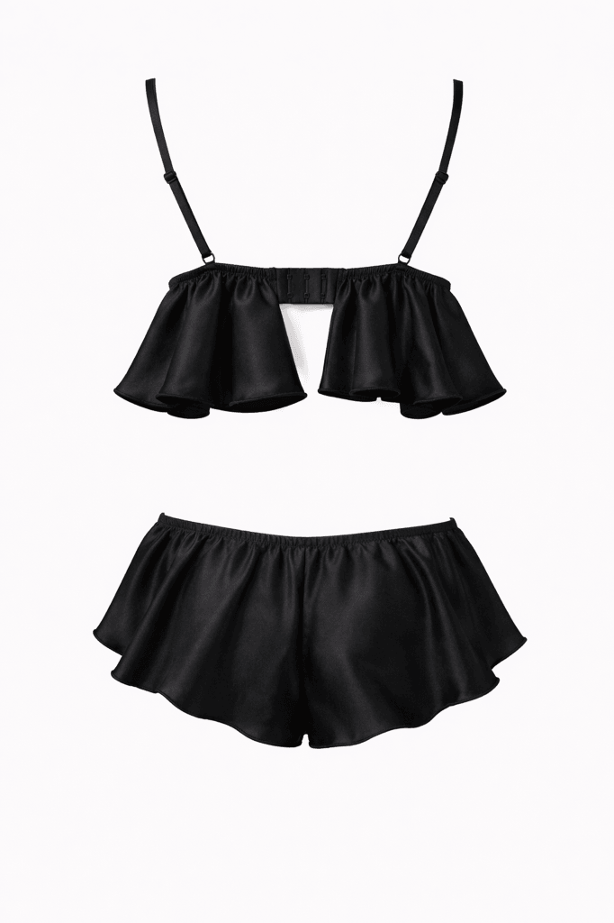 Strappy Satin Black 2-Piece Set