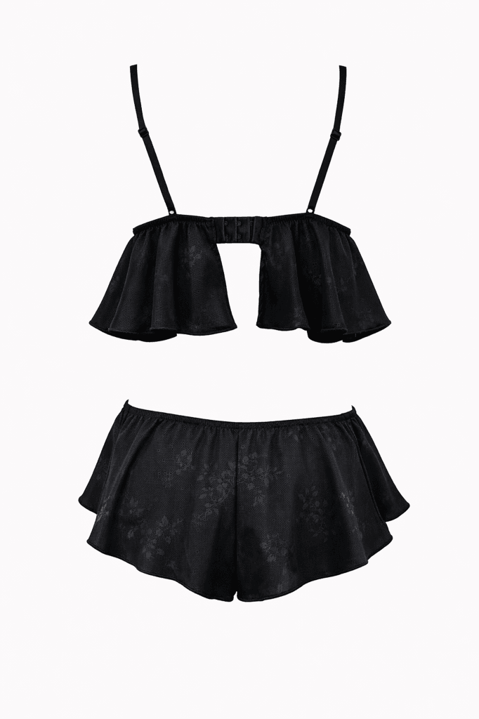 Strappy Satin Black 2-Piece Set