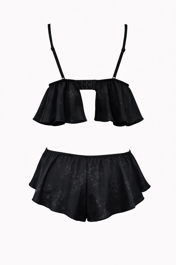 Strappy Satin Black 2-Piece Set