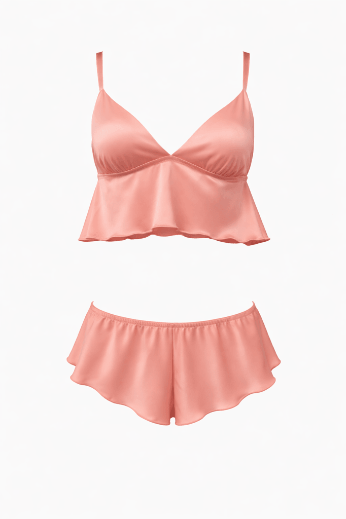 Strappy Satin Salmon Color 2-Piece Set
