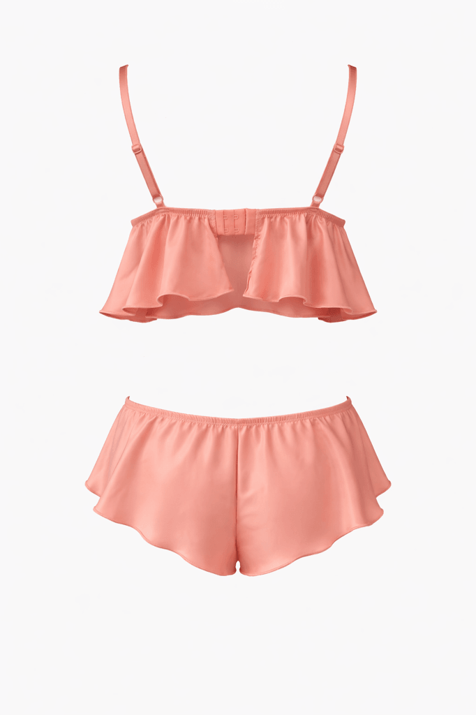 Strappy Satin Salmon Color 2-Piece Set