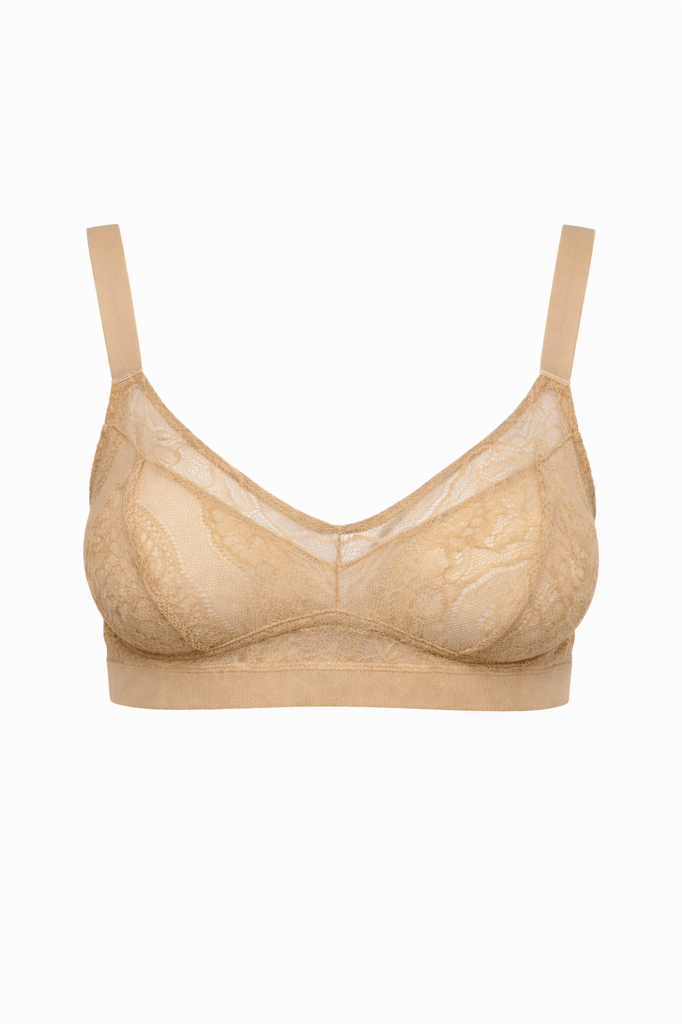 Beige Lace Non-Wired Minimizer Bra
