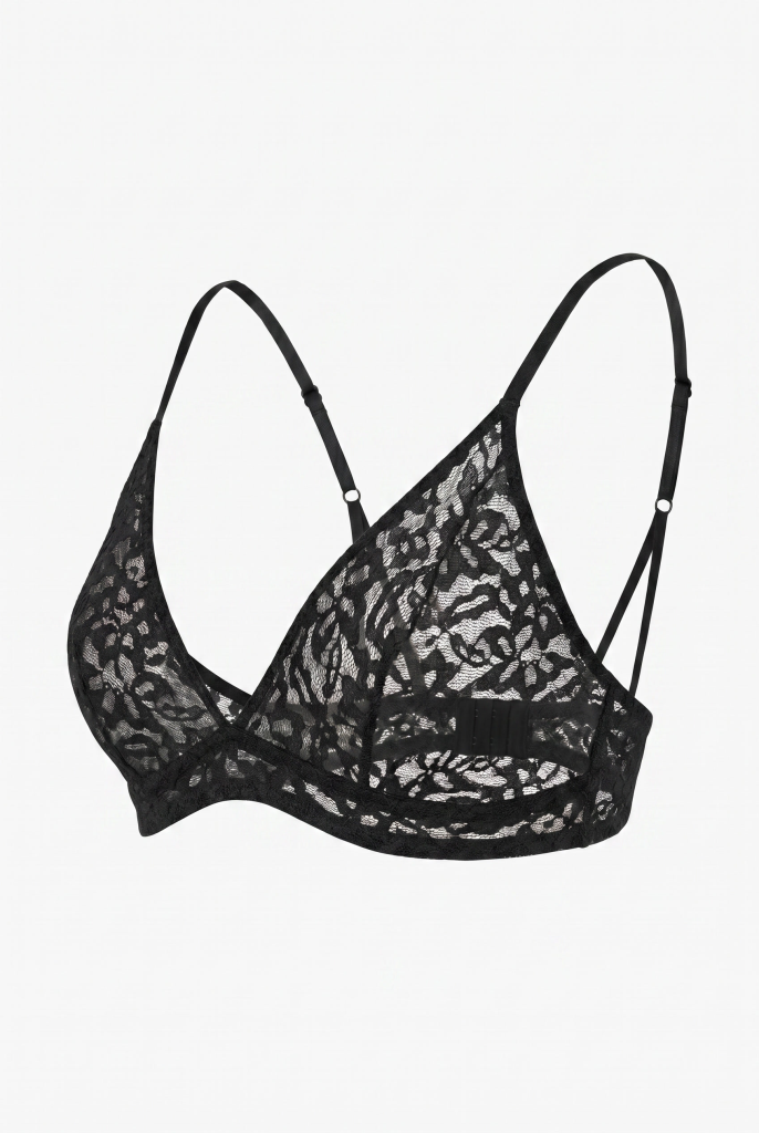 Second Skin Effect Transparent Black Lace Bralette