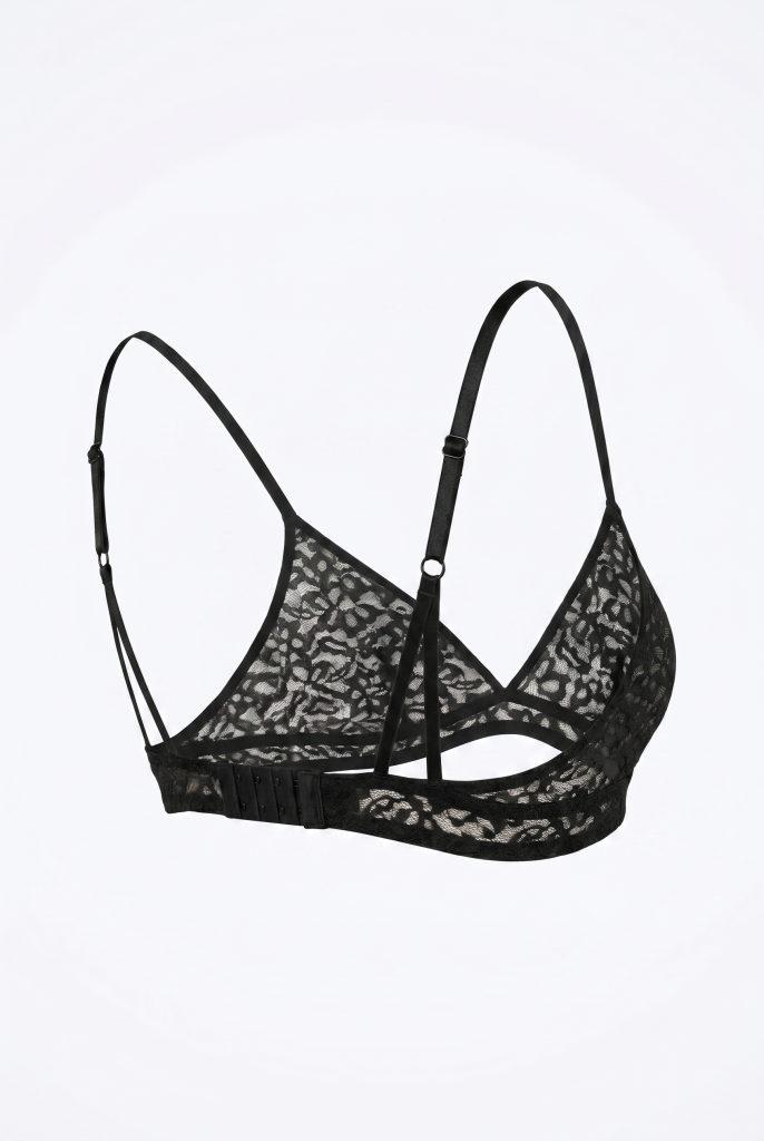 Second Skin Effect Transparent Black Lace Bralette