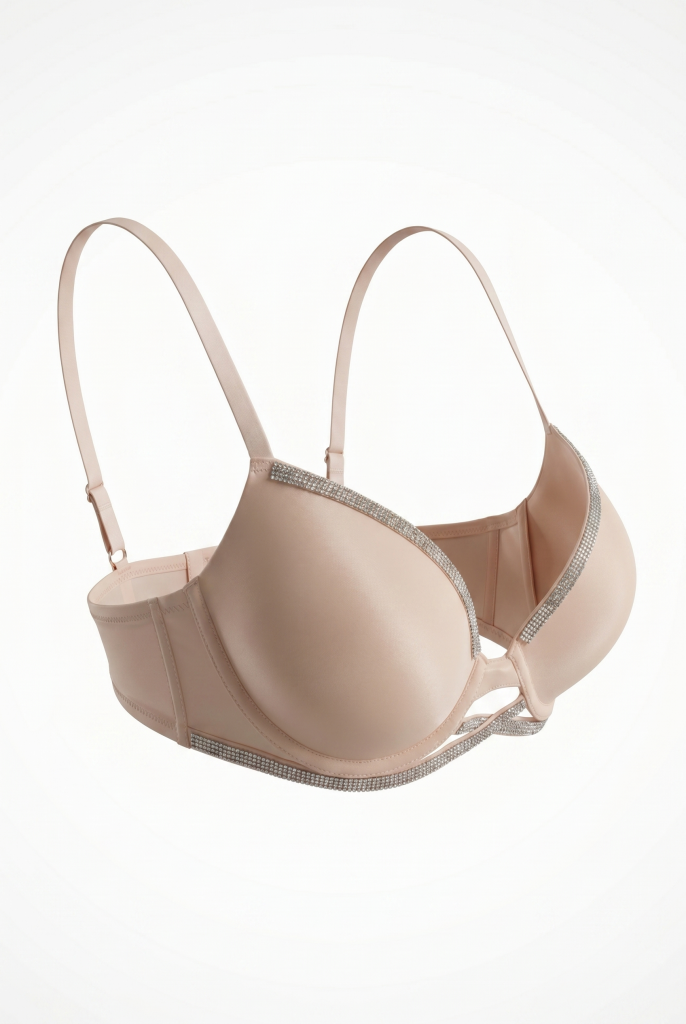 Luna Crystal Bra | Somon Taş Şeritli Push Up Sütyen