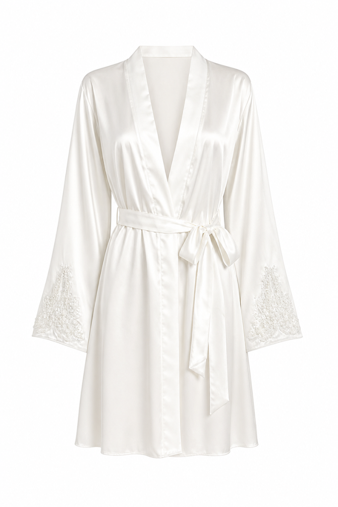 MAISON BRIDE LUCIENNE SABAHLIK - Ekru saten bridal sabahlık