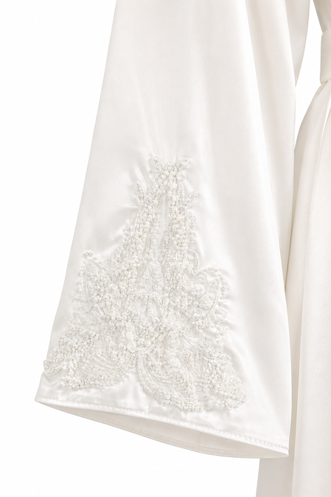 MAISON BRIDE LUCIENNE SABAHLIK - Ekru saten bridal sabahlık