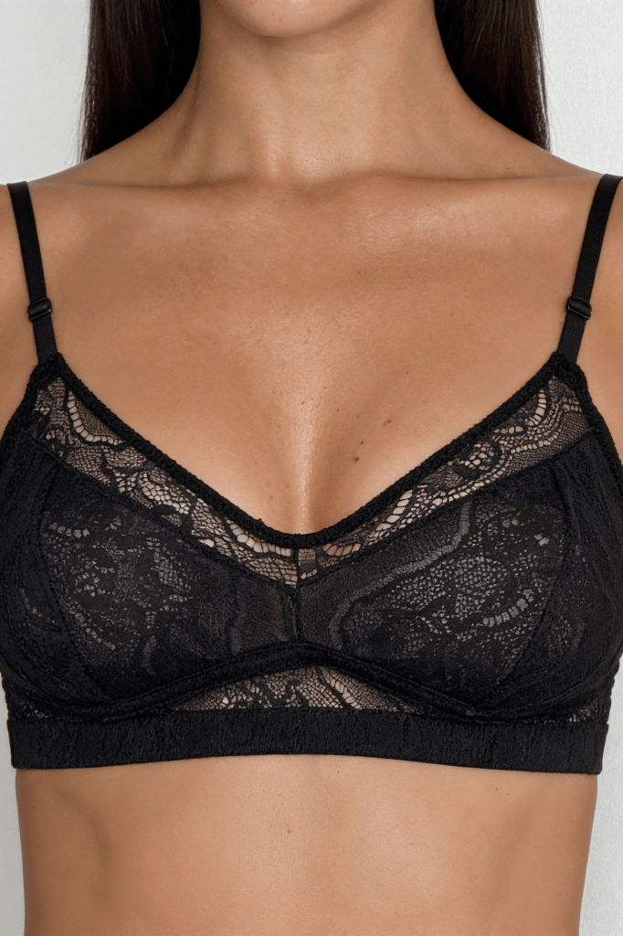 Black Lace Non-Wired Minimizer Bra