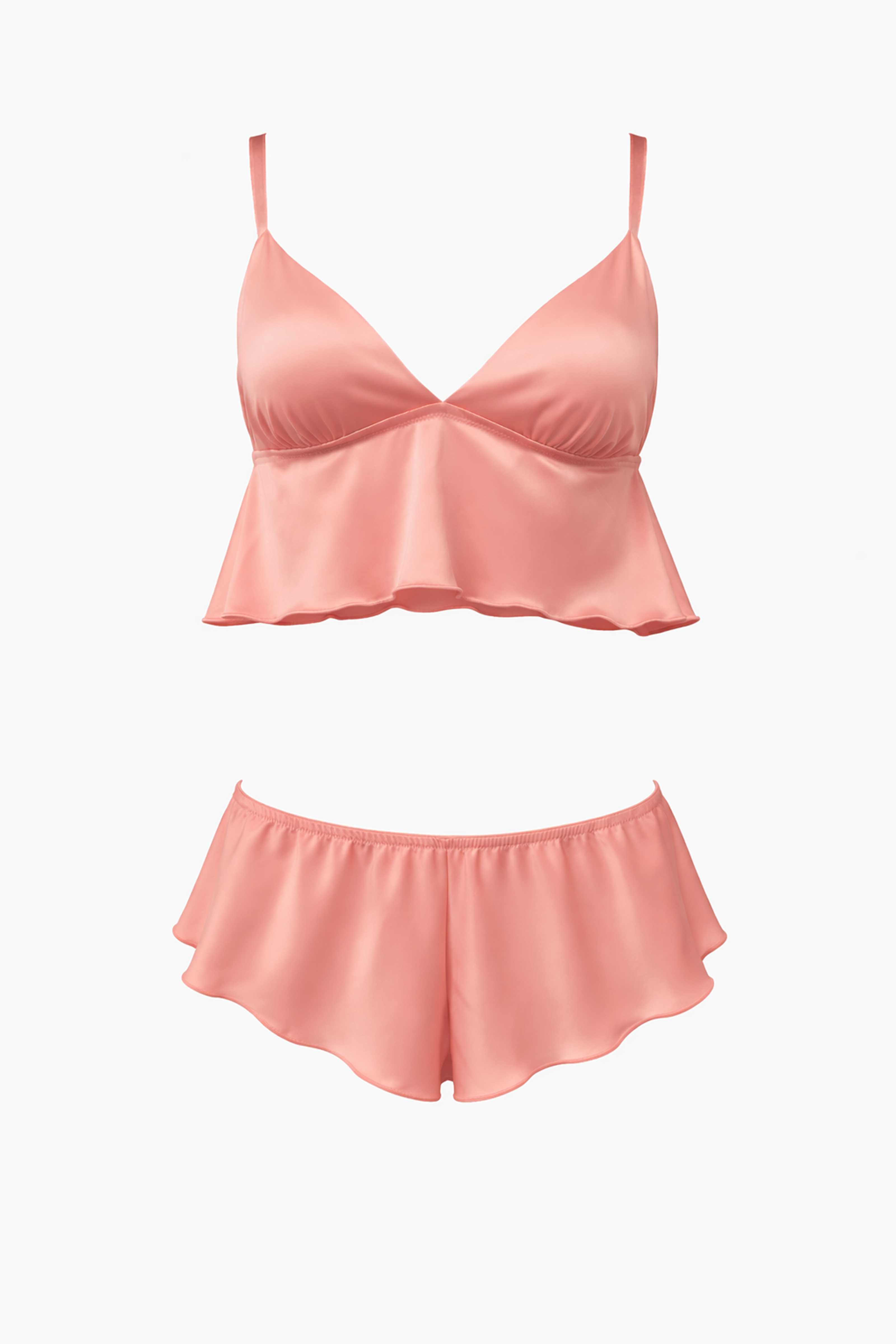 Strappy Satin Salmon Color 2-Piece Set