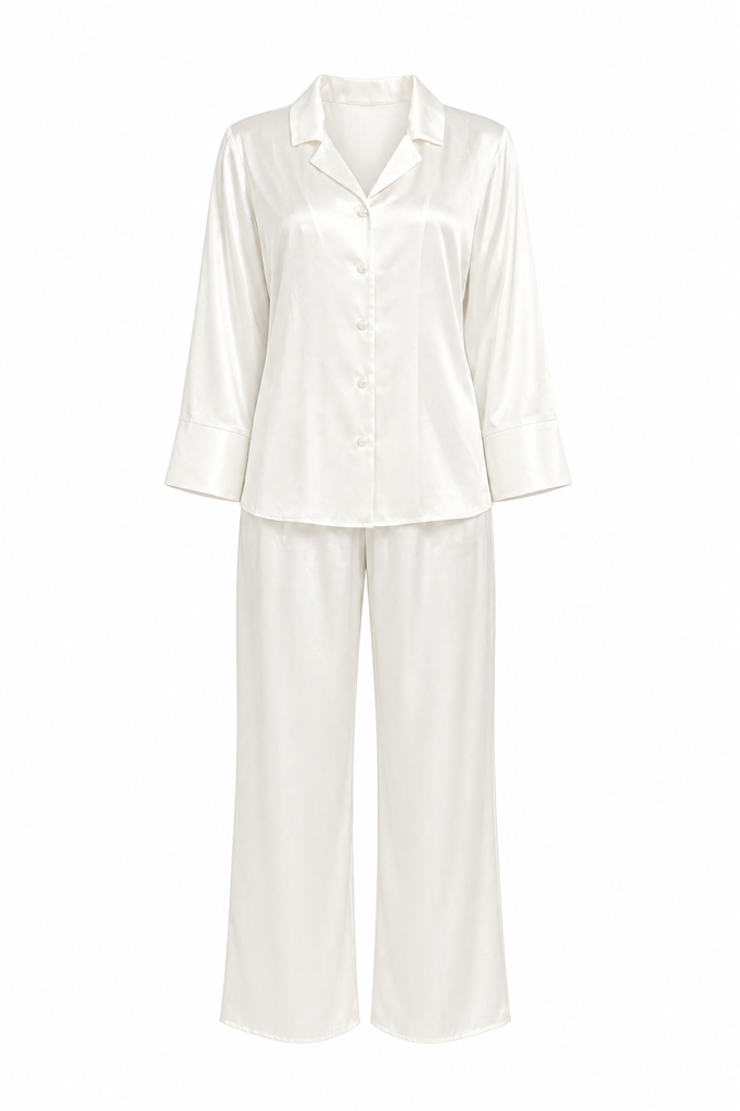 MAISON BRIDE LUCIENNE PİJAMA TAKIMI - Ekru saten pijama takımı, bridal pijama seti