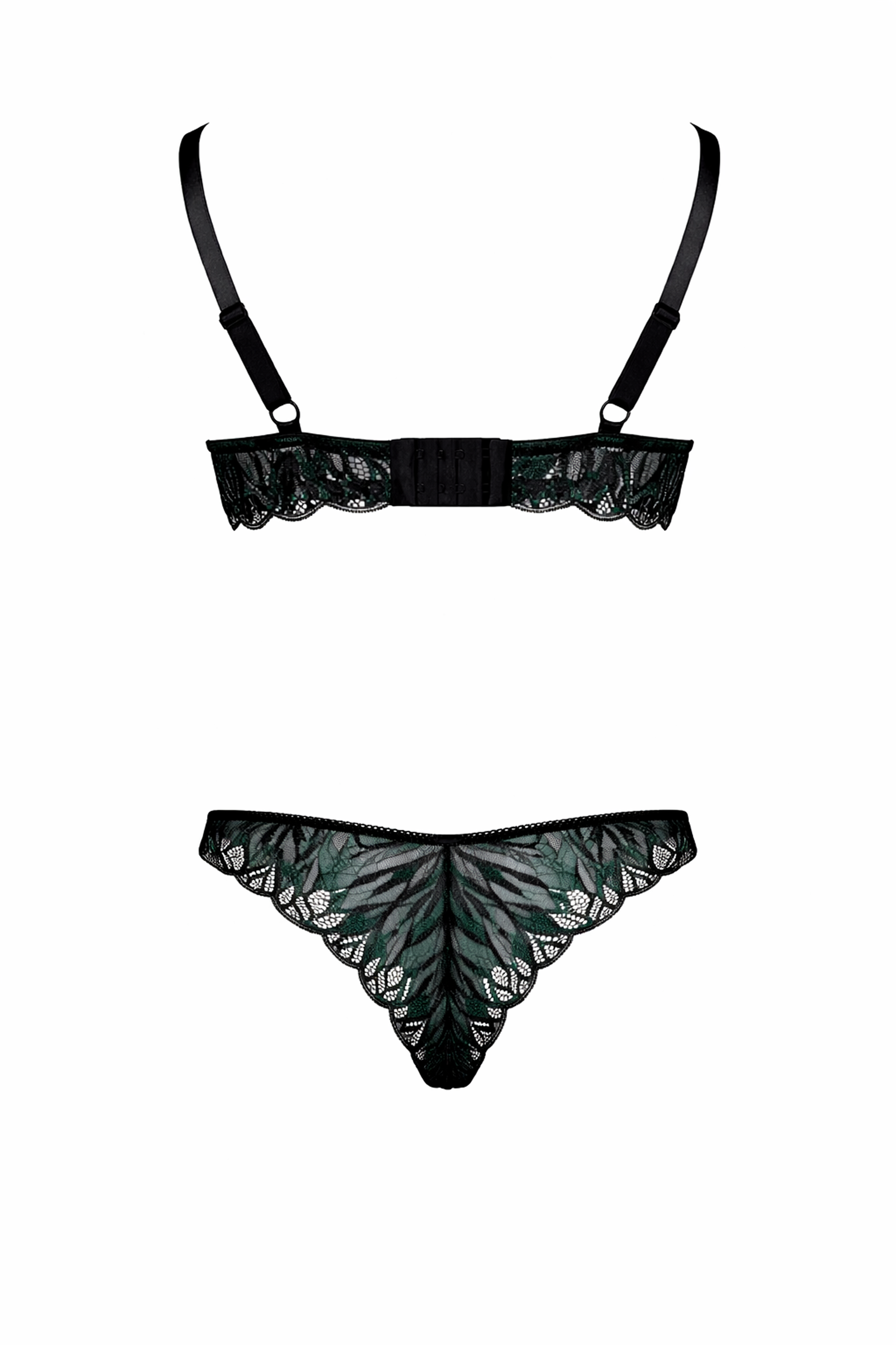 Green Lace Underwired Padded Bra and Panty Set