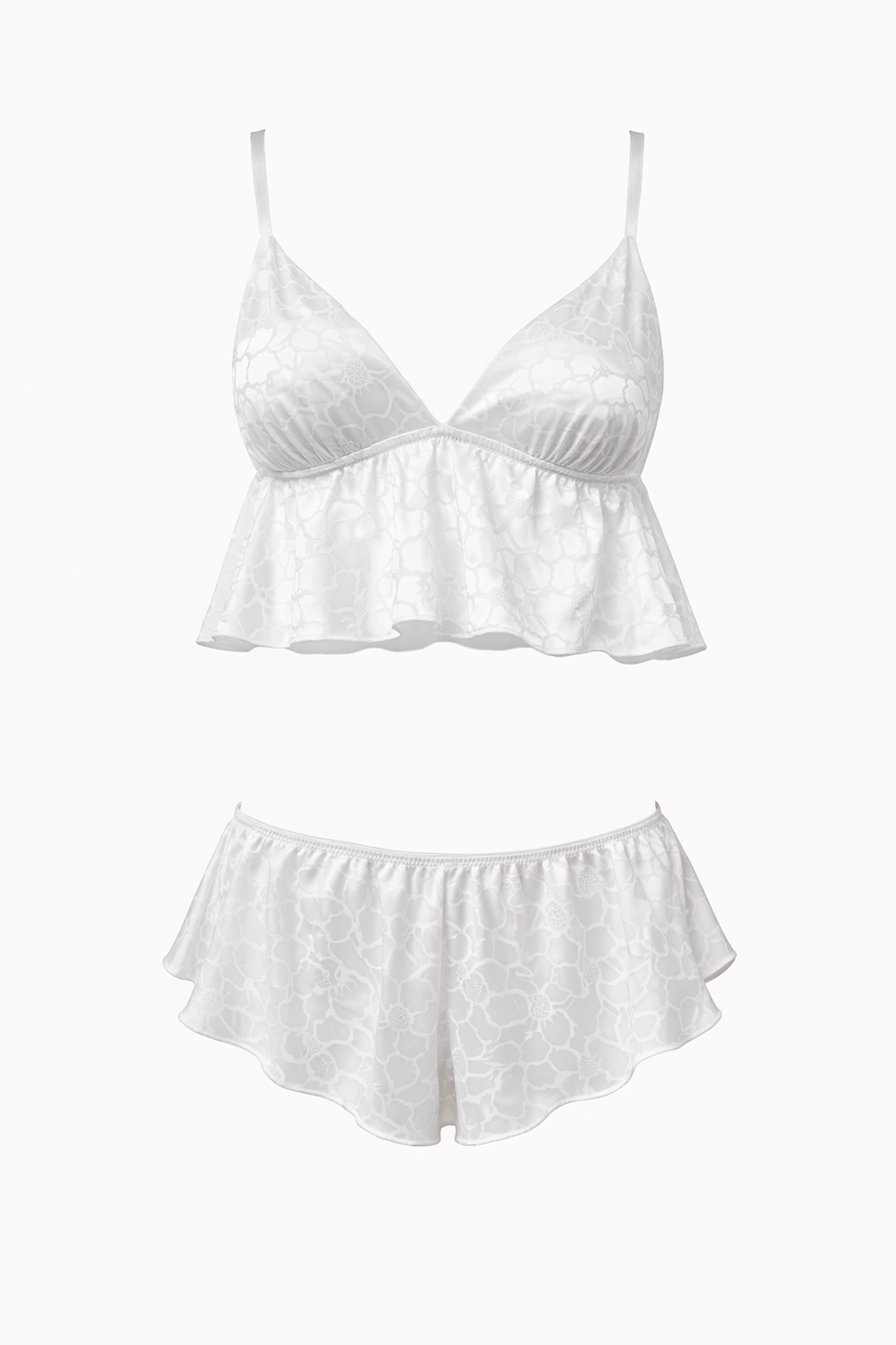 Strappy Satin White 2-Piece Set