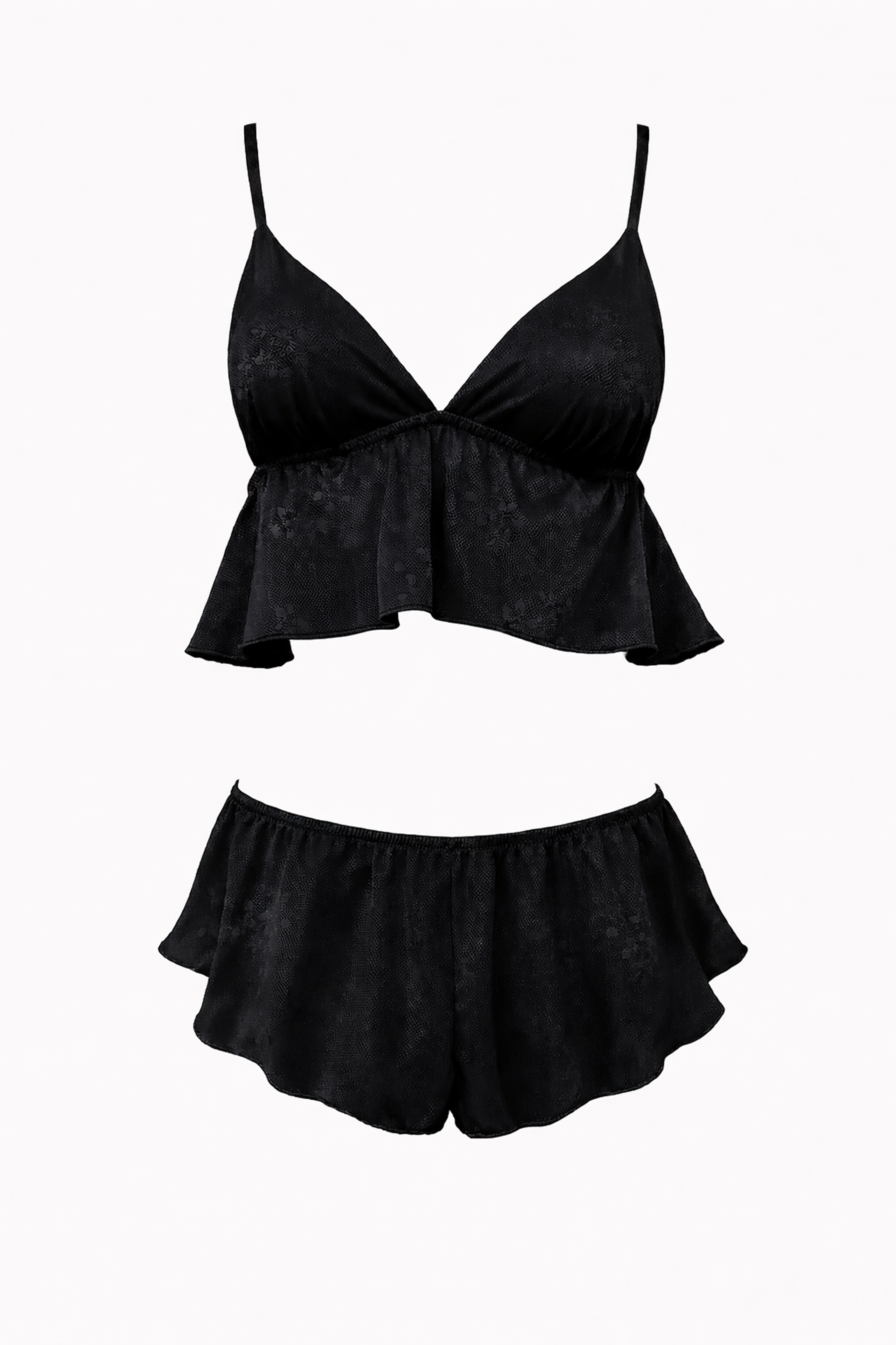 Strappy Satin Black 2-Piece Set