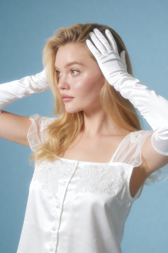 MAISON BRIDE ÉTOILE PİJAMA - Ekru Saten Pijama Takımı, Dantel Detaylı Bridal Pijama