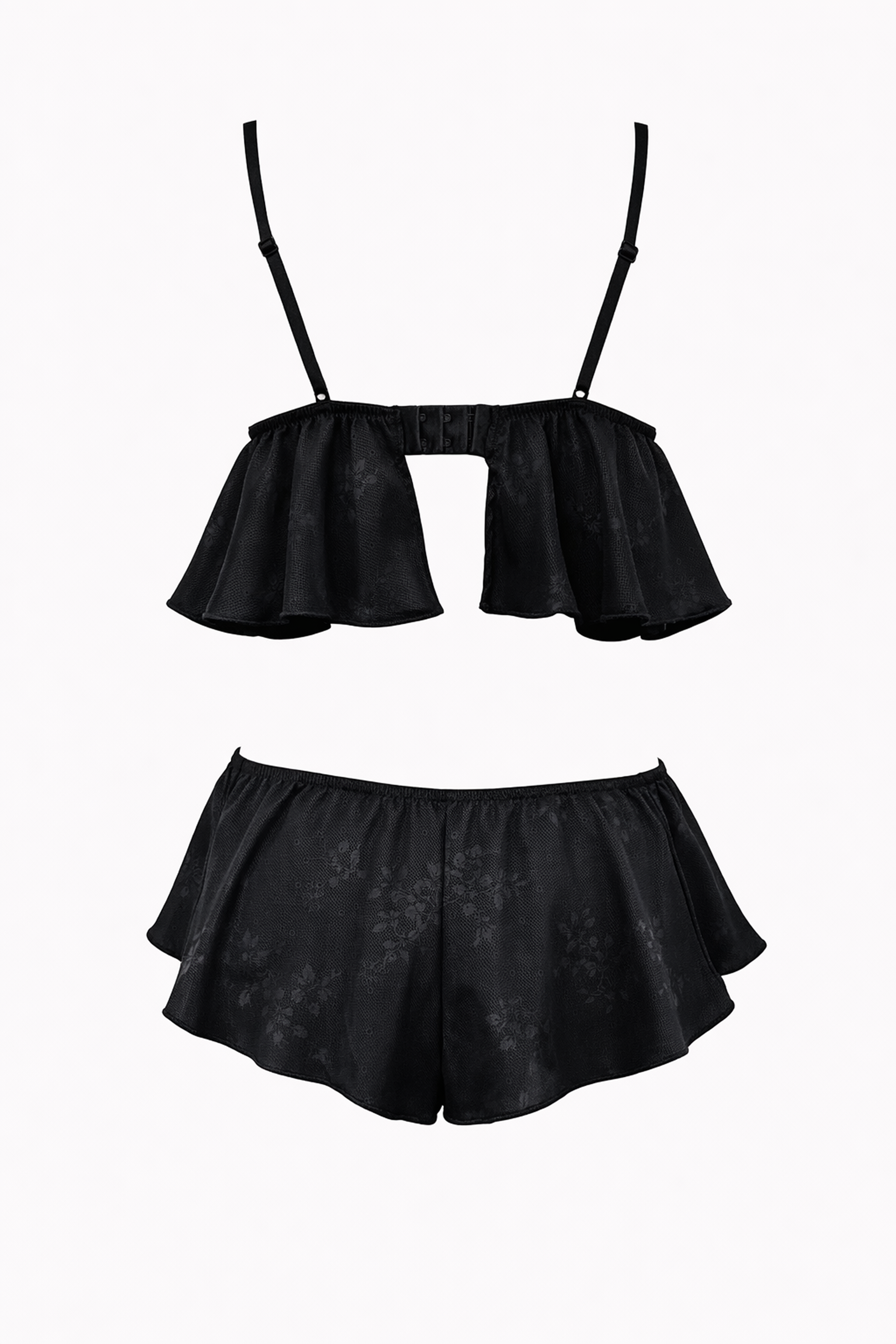 Strappy Satin Black 2-Piece Set