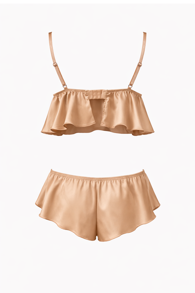 Strappy Satin Beige 2-Piece Set