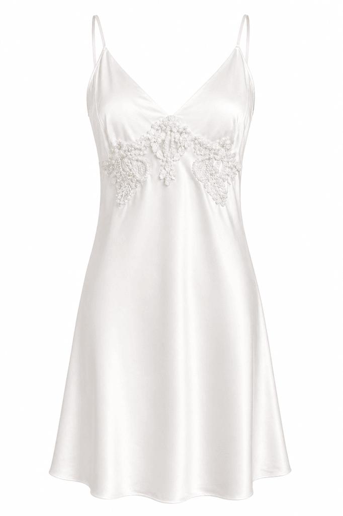 MAISON BRIDE LUCIENNE GECELİK - Ekru saten bridal gecelik
