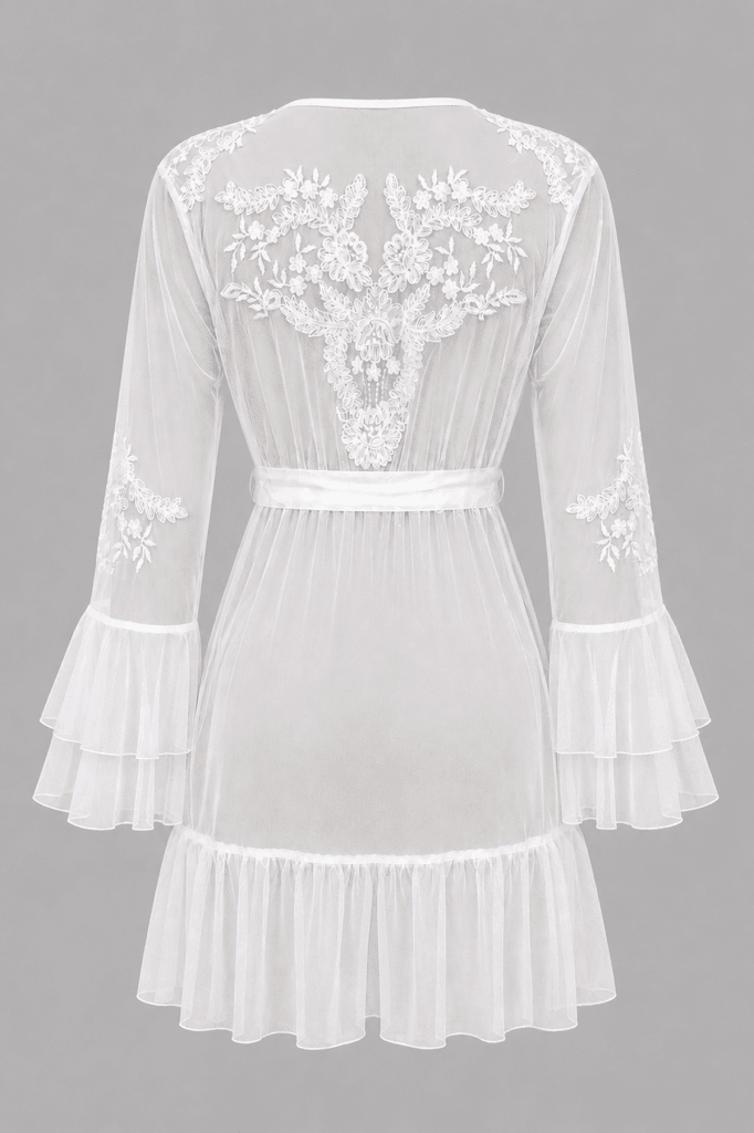 MAISON BRIDE ÉTOILE TÜL SABAHLIK - Ekru bridal sabahlık, tül gelin sabahlığı
