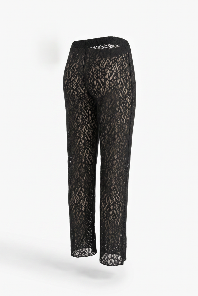 Black Transparent Lace Trousers – Flowing Form and Feminine Silhouette