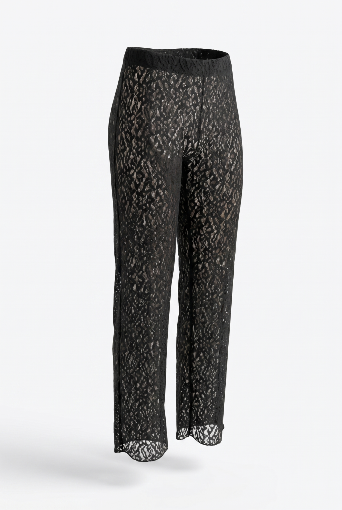 Black Transparent Lace Trousers – Flowing Form and Feminine Silhouette